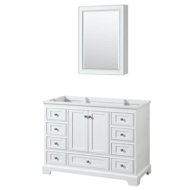 Wyndham Collection Deborah 48 Inch Single Bath Vanity In White and Medicine Cabinet - WCS202048SWHCXSXXMED