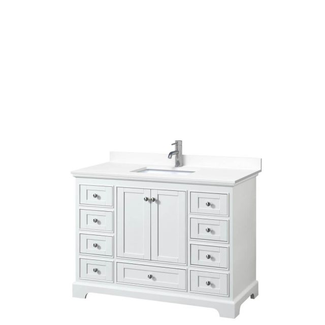 Wyndham Collection Deborah 48 inch Single Bathroom Vanity in White with White Cultured Marble Countertop, Undermount Square Sink and No Mirror - WCS202048SWHWCUNSMXX