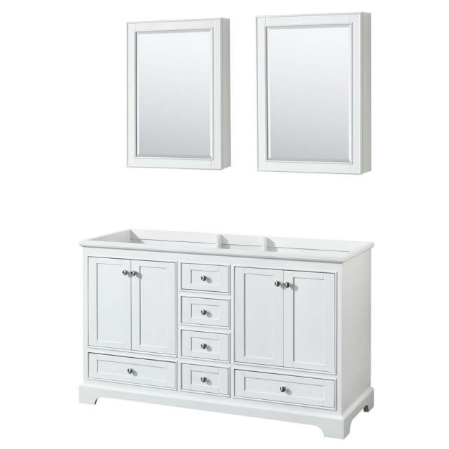 Wyndham Collection Deborah 60 Inch Double Bath Vanity In White and Medicine Cabinet - WCS202060DWHCXSXXMED
