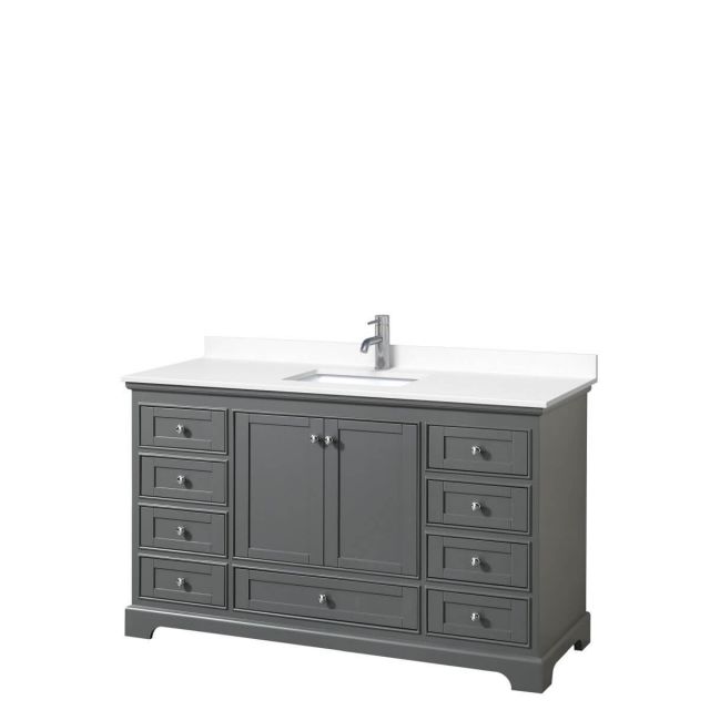 Wyndham Collection Deborah 60 inch Single Bathroom Vanity in Dark Gray with White Cultured Marble Countertop, Undermount Square Sink and No Mirror - WCS202060SKGWCUNSMXX