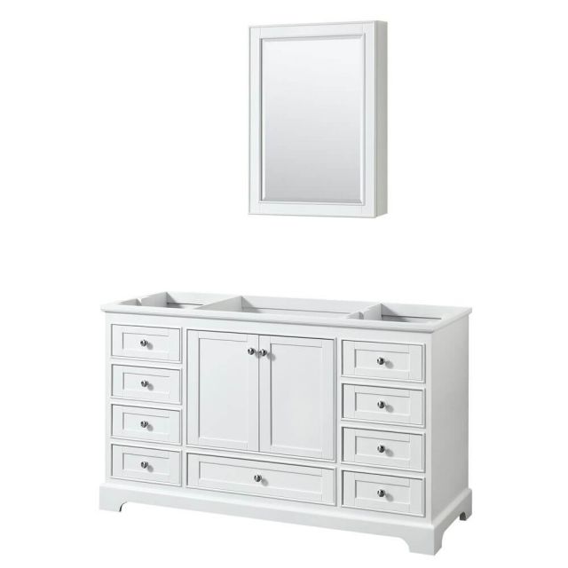 Wyndham Collection Deborah 60 Inch Single Bath Vanity In White and Medicine Cabinet - WCS202060SWHCXSXXMED