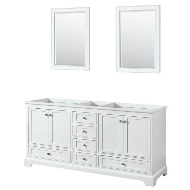 Wyndham Collection Deborah 72 Inch Double Bath Vanity In White and 24 Inch Mirror - WCS202072DWHCXSXXM24