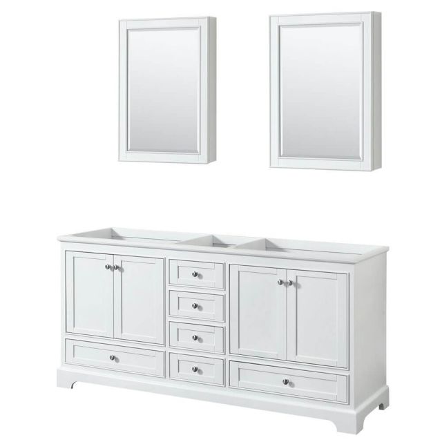Wyndham Collection Deborah 72 Inch Double Bath Vanity In White and Medicine Cabinet - WCS202072DWHCXSXXMED