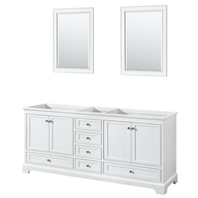 Wyndham Collection Deborah 80 Inch Double Bath Vanity In White and 24 Inch Mirror - WCS202080DWHCXSXXM24