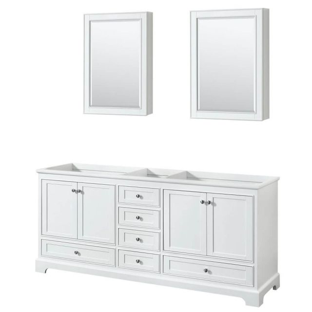 Wyndham Collection Deborah 80 Inch Double Bath Vanity In White and Medicine Cabinet - WCS202080DWHCXSXXMED