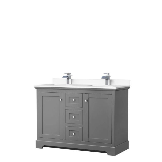Wyndham Collection Avery 48 inch Double Bathroom Vanity in Dark Gray with White Cultured Marble Countertop, Undermount Square Sinks and No Mirror - WCV232348DKGWCUNSMXX