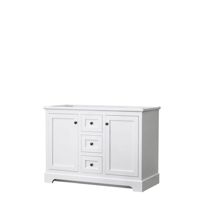 Wyndham Collection Avery 48 inch Double Bathroom Vanity in White with Matte Black Trim, No Countertop and No Sinks WCV232348DWBCXSXXMXX