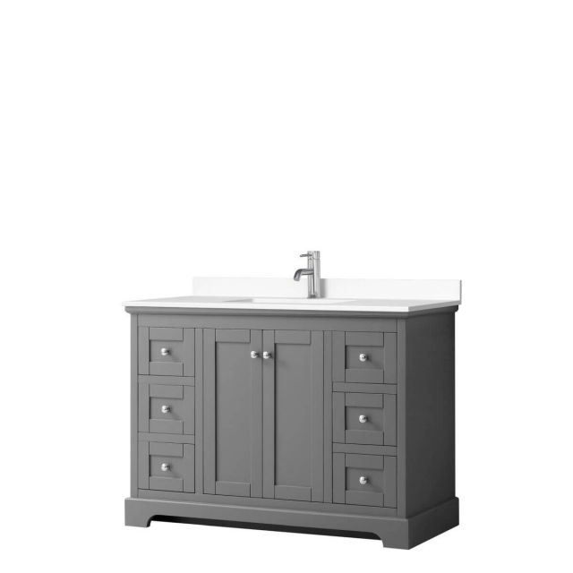 Wyndham Collection Avery 48 inch Single Bathroom Vanity in Dark Gray with White Cultured Marble Countertop, Undermount Square Sink and No Mirror - WCV232348SKGWCUNSMXX