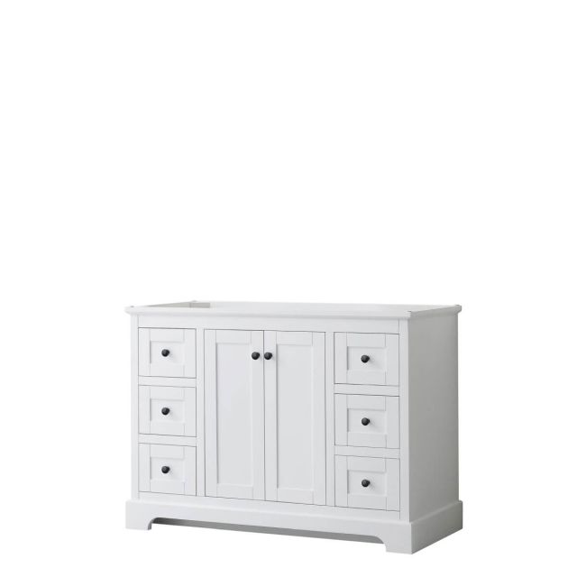 Wyndham Collection Avery 48 inch Single Bathroom Vanity in White with Matte Black Trim, No Countertop and No Sink WCV232348SWBCXSXXMXX