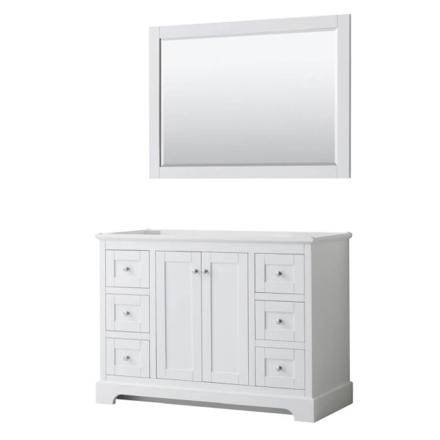 Wyndham Collection Avery 48 inch Single Bathroom Vanity in White with 46 inch Mirror, No Countertop and No Sinks - WCV232348SWHCXSXXM46