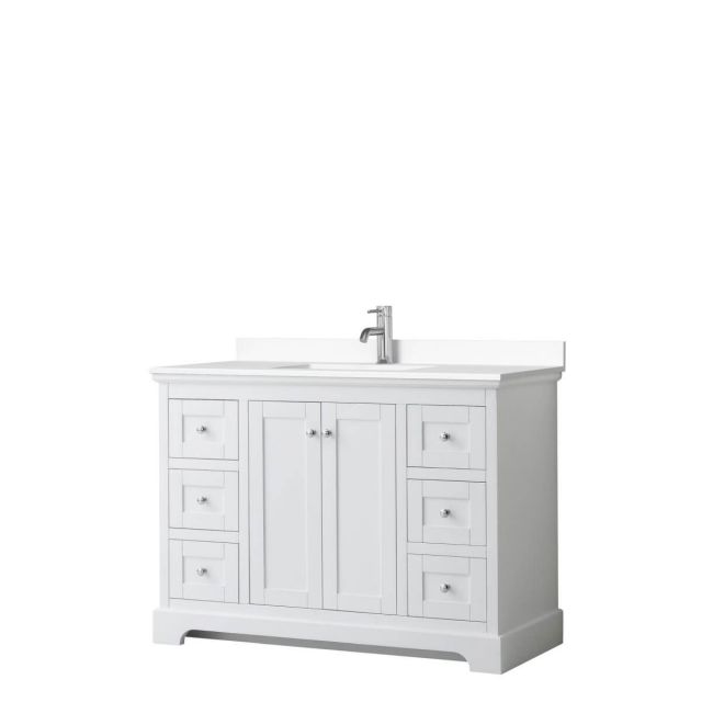 Wyndham Collection Avery 48 inch Single Bathroom Vanity in White with White Cultured Marble Countertop, Undermount Square Sink and No Mirror - WCV232348SWHWCUNSMXX