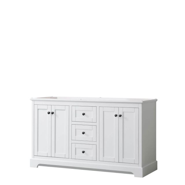 Wyndham Collection Avery 60 inch Double Bathroom Vanity in White with Matte Black Trim, No Countertop and No Sinks WCV232360DWBCXSXXMXX