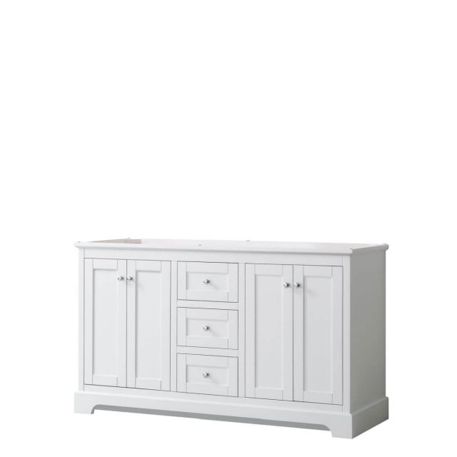 Wyndham Collection Avery 60 inch Double Bathroom Vanity in White, No Countertop, No Sinks and No Mirror - WCV232360DWHCXSXXMXX