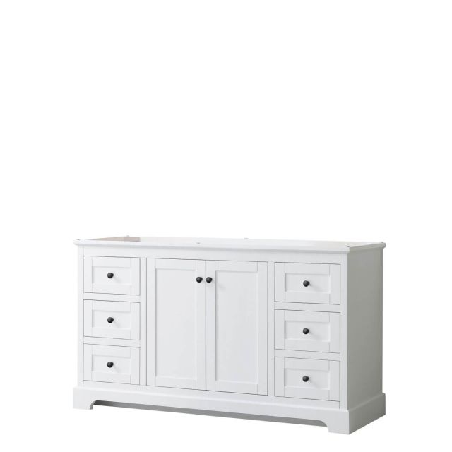 Wyndham Collection Avery 60 inch Single Bathroom Vanity in White with Matte Black Trim, No Countertop and No Sink WCV232360SWBCXSXXMXX