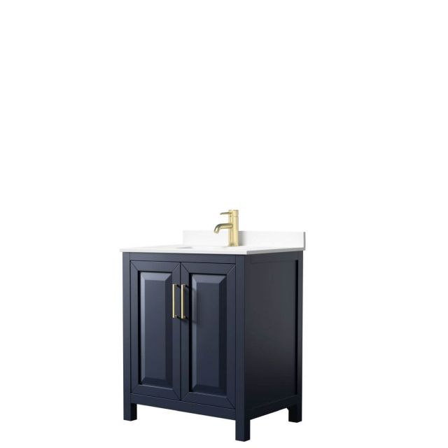 Wyndham Collection Daria 30 inch Single Bathroom Vanity in Dark Blue with White Cultured Marble Countertop, Undermount Square Sink and No Mirror - WCV252530SBLWCUNSMXX