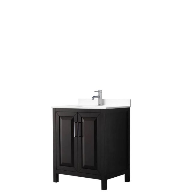 Wyndham Collection Daria 30 inch Single Bathroom Vanity in Dark Espresso with White Cultured Marble Countertop, Undermount Square Sink and No Mirror - WCV252530SDEWCUNSMXX