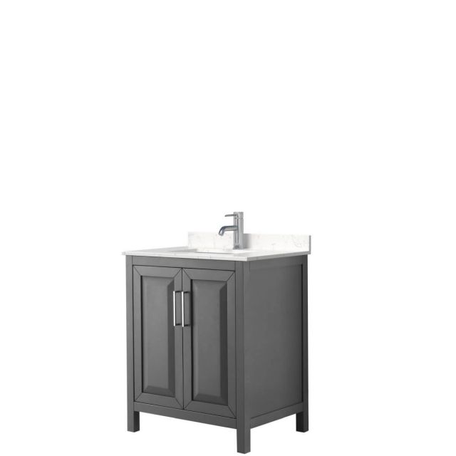 Wyndham Collection Daria 30 inch Single Bathroom Vanity in Dark Gray with Light-Vein Carrara Cultured Marble Countertop, Undermount Square Sink and No Mirror - WCV252530SKGC2UNSMXX