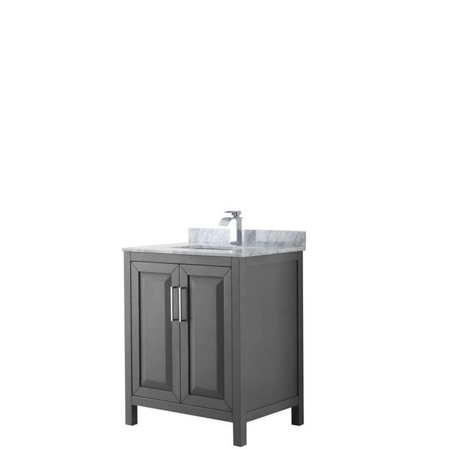 Wyndham Collection Daria 30 inch Single Bath Vanity in Dark Gray, White Carrara Marble Countertop, Undermount Square Sink, and No Mirror - WCV252530SKGCMUNSMXX