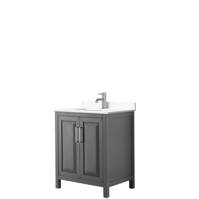 Wyndham Collection Daria 30 inch Single Bathroom Vanity in Dark Gray with White Cultured Marble Countertop, Undermount Square Sink and No Mirror - WCV252530SKGWCUNSMXX