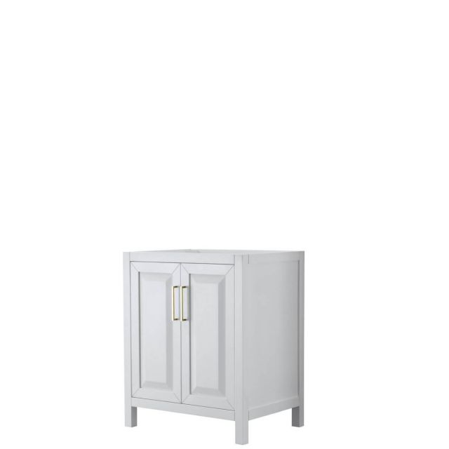 Wyndham Collection Daria 30 inch Single Bathroom Vanity in White with Brushed Gold Trim, No Countertop and No Sink - WCV252530SWGCXSXXMXX