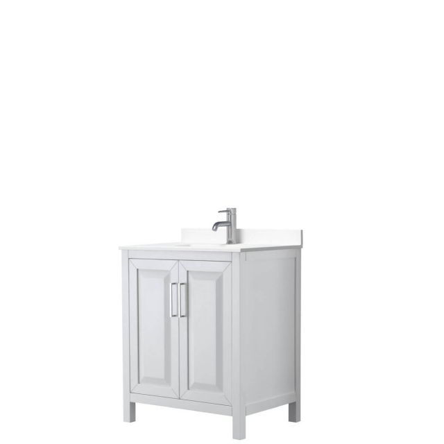 Wyndham Collection Daria 30 inch Single Bathroom Vanity in White with White Cultured Marble Countertop, Undermount Square Sink and No Mirror - WCV252530SWHWCUNSMXX