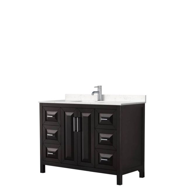 Wyndham Collection Daria 48 inch Single Bathroom Vanity in Dark Espresso with Light-Vein Carrara Cultured Marble Countertop, Undermount Square Sink and No Mirror - WCV252548SDEC2UNSMXX