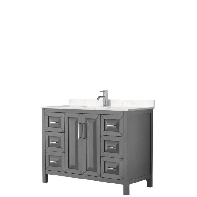 Wyndham Collection Daria 48 inch Single Bathroom Vanity in Dark Gray with Light-Vein Carrara Cultured Marble Countertop, Undermount Square Sink and No Mirror - WCV252548SKGC2UNSMXX