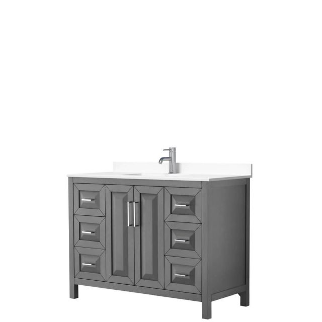 Wyndham Collection Daria 48 inch Single Bathroom Vanity in Dark Gray with White Cultured Marble Countertop, Undermount Square Sink and No Mirror - WCV252548SKGWCUNSMXX