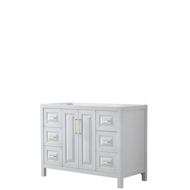 Wyndham Collection Daria 48 inch Single Bathroom Vanity in White with Brushed Gold Trim, No Countertop and No Sink - WCV252548SWGCXSXXMXX