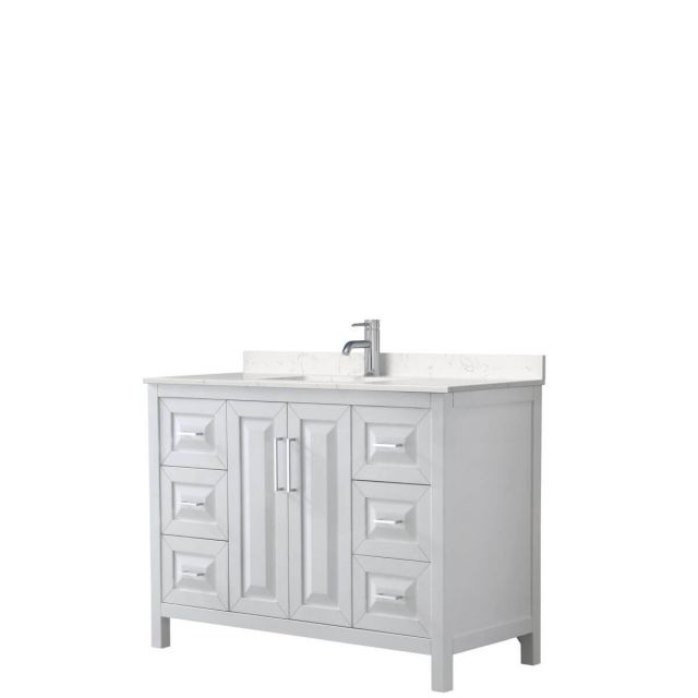 Wyndham Collection Daria 48 inch Single Bathroom Vanity in White with Light-Vein Carrara Cultured Marble Countertop, Undermount Square Sink and No Mirror - WCV252548SWHC2UNSMXX