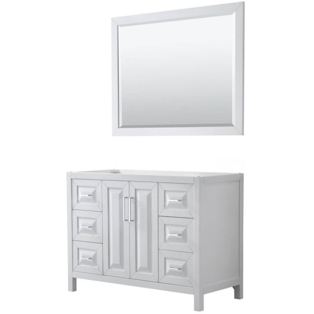 Wyndham Collection Daria 48 inch Single Bath Vanity in White, No Countertop, No Sink, and 46 inch Mirror - WCV252548SWHCXSXXM46