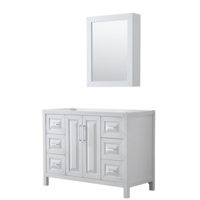 Wyndham Collection Daria 48 inch Single Bath Vanity in White, No Countertop, No Sink, and Medicine Cabinet - WCV252548SWHCXSXXMED