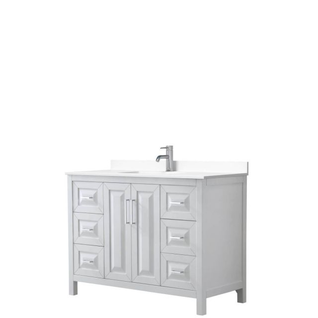 Wyndham Collection Daria 48 inch Single Bathroom Vanity in White with White Cultured Marble Countertop, Undermount Square Sink and No Mirror - WCV252548SWHWCUNSMXX