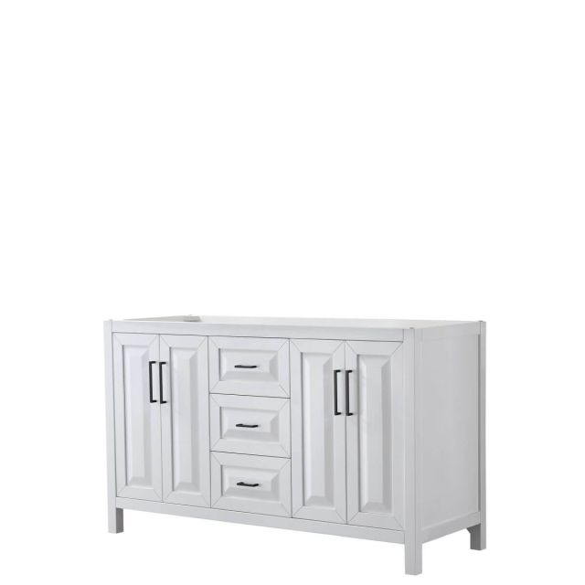 Wyndham Collection Daria 60 inch Double Bathroom Vanity in White with Matte Black Trim, No Countertop and No Sink WCV252560DWBCXSXXMXX