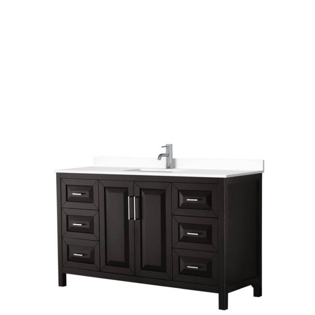 Wyndham Collection Daria 60 inch Single Bathroom Vanity in Dark Espresso with White Cultured Marble Countertop, Undermount Square Sink and No Mirror - WCV252560SDEWCUNSMXX