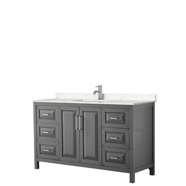 Wyndham Collection Daria 60 inch Single Bathroom Vanity in Dark Gray with Light-Vein Carrara Cultured Marble Countertop, Undermount Square Sink and No Mirror - WCV252560SKGC2UNSMXX