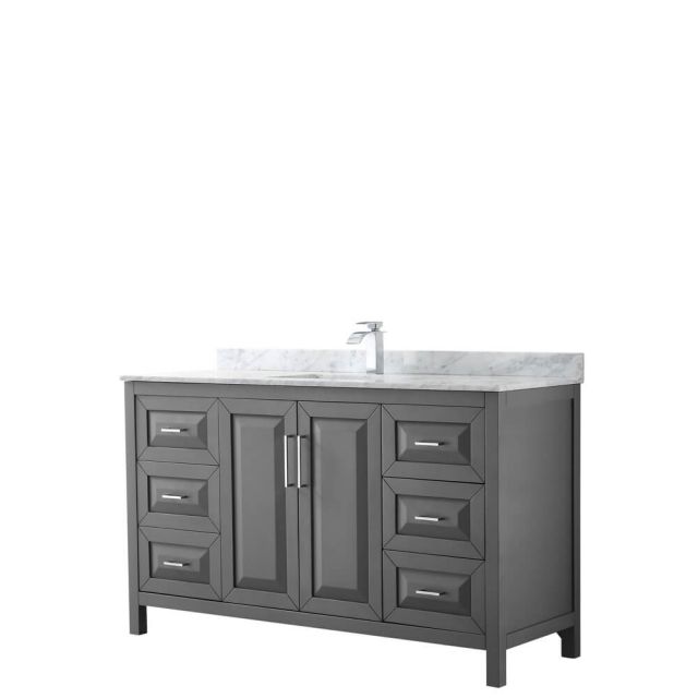 Wyndham Collection Daria 60 inch Single Bath Vanity in Dark Gray, White Carrara Marble Countertop, Undermount Square Sink, and No Mirror - WCV252560SKGCMUNSMXX