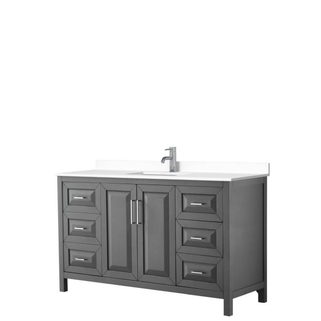 Wyndham Collection Daria 60 inch Single Bathroom Vanity in Dark Gray with White Cultured Marble Countertop, Undermount Square Sink and No Mirror - WCV252560SKGWCUNSMXX