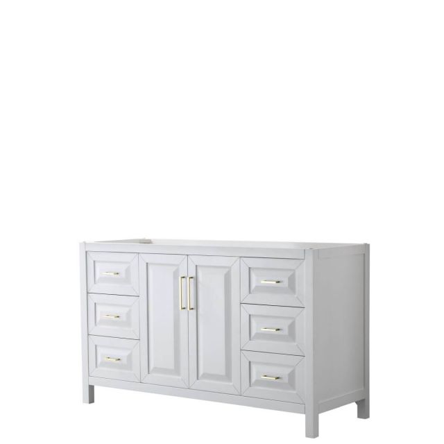 Wyndham Collection Daria 60 inch Single Bathroom Vanity in White with Brushed Gold Trim, No Countertop and No Sink - WCV252560SWGCXSXXMXX