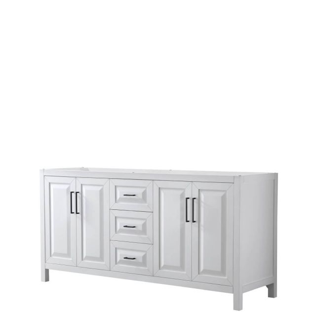 Wyndham Collection Daria 72 inch Double Bathroom Vanity in White with Matte Black Trim, No Countertop and No Sink WCV252572DWBCXSXXMXX