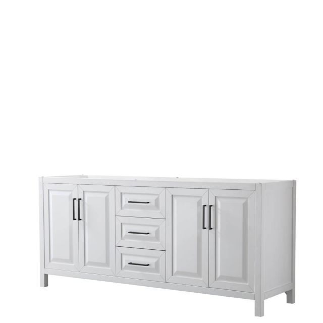 Wyndham Collection Daria 80 inch Double Bathroom Vanity in White with Matte Black Trim, No Countertop and No Sink WCV252580DWBCXSXXMXX