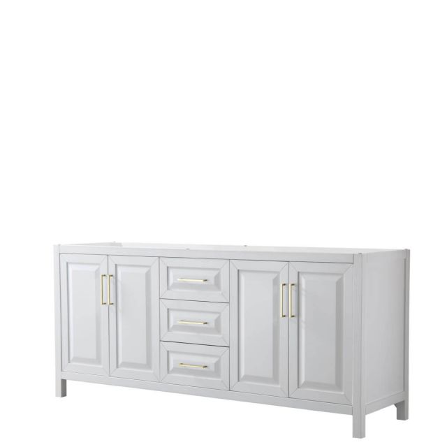 Wyndham Collection Daria 80 inch Double Bathroom Vanity in White with Brushed Gold Trim, No Countertop and No Sink - WCV252580DWGCXSXXMXX