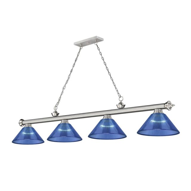 Z-Lite Lighting Cordon 4 Light 81 inch Linear Light in Brushed Nickel with Dark Blue Acrylic Shade 2306-4BN-ARDB