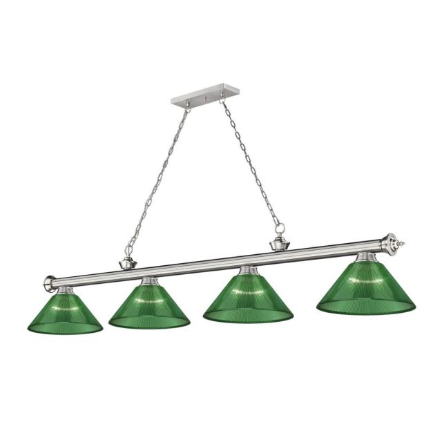 Z-Lite Lighting Cordon 4 Light 81 inch Linear Light in Brushed Nickel with Green Acrylic Shade 2306-4BN-ARG