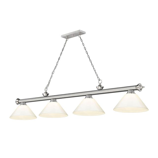 Z-Lite Lighting Cordon 4 Light 81 inch Linear Light in Brushed Nickel with White Shade 2306-4BN-PWH