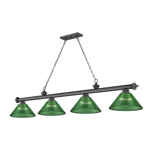 Z-Lite Lighting Cordon 4 Light 81 inch Linear Light in Bronze Plate with Green Acrylic Shade 2306-4BP-ARG