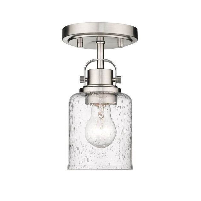 Z-Lite Lighting 340F1-BN Kinsley 1 Light 5 Inch Flush Mount in Brushed Nickel with Clear Seeded Glass
