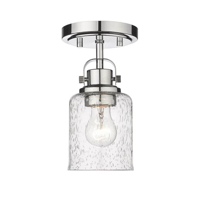 Z-Lite Lighting 340F1-CH Kinsley 1 Light 5 Inch Flush Mount in Chrome with Clear Seeded Glass