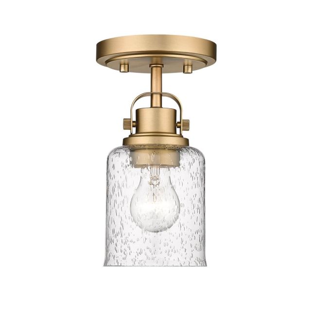 Z-Lite Lighting 340F1-HG Kinsley 1 Light 5 Inch Flush Mount in Heirloom Gold with Clear Seeded Glass