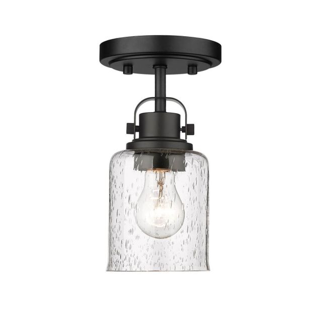 Z-Lite Lighting 340F1-MB Kinsley 1 Light 5 Inch Flush Mount in Matte Black with Clear Seeded Glass